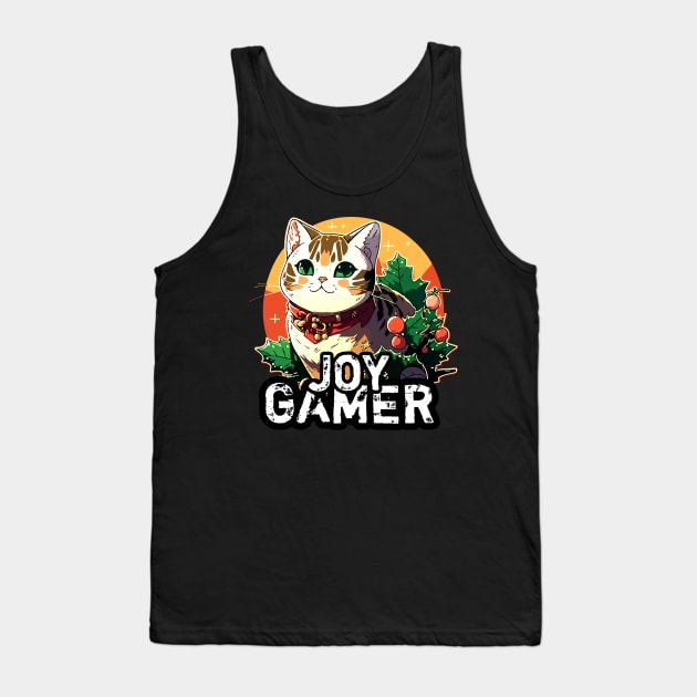 Kawaii Gamer Christmas Cat Tank Top by MaystarUniverse